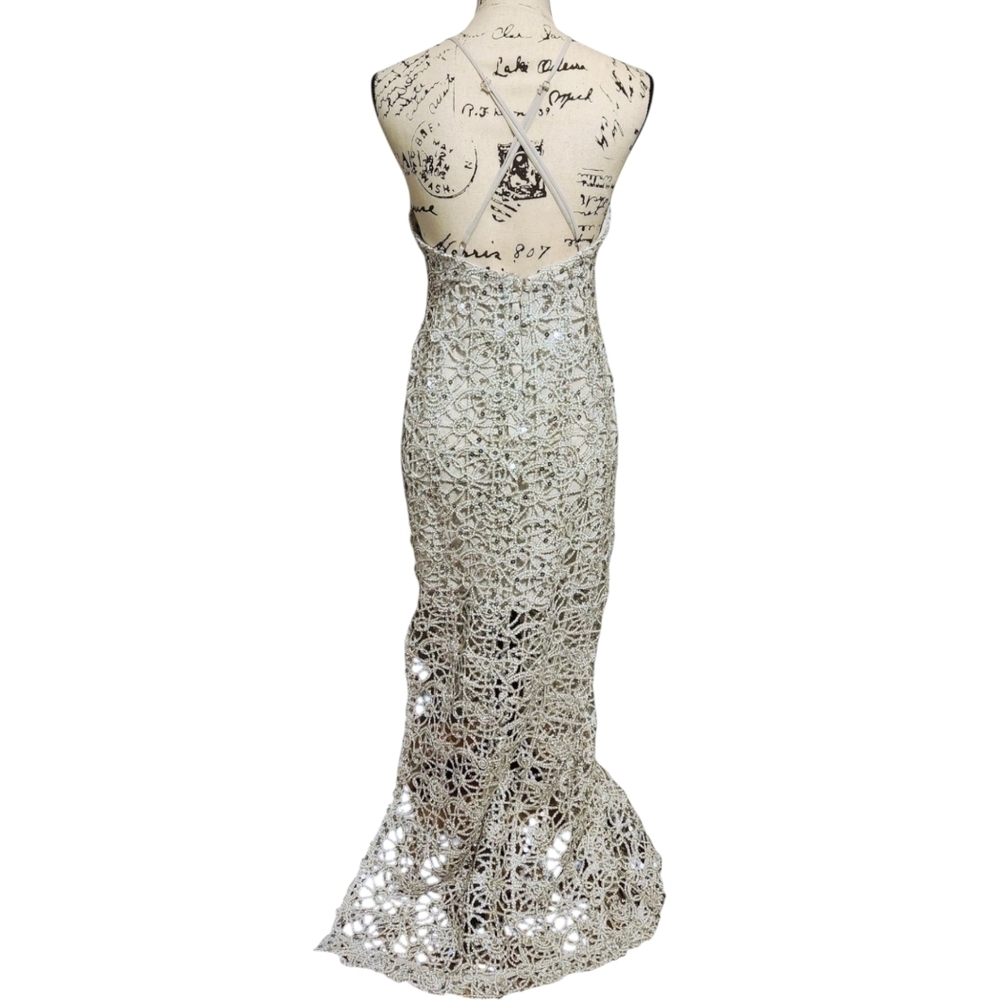 Forever 21 Plunging Silver Seguin Maxi Dress - Picture 8 of 12